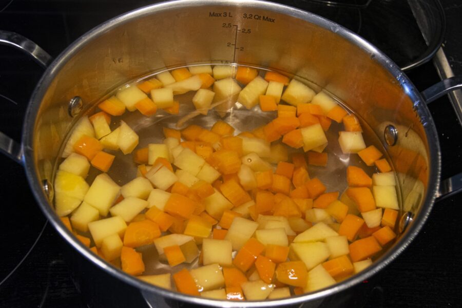 Cooked root vegetables