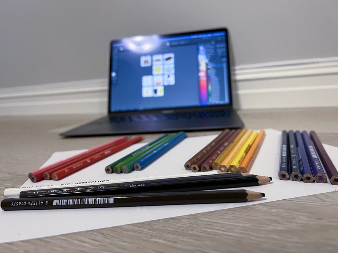 Color pencils and Adobe Illustrator on a Mac