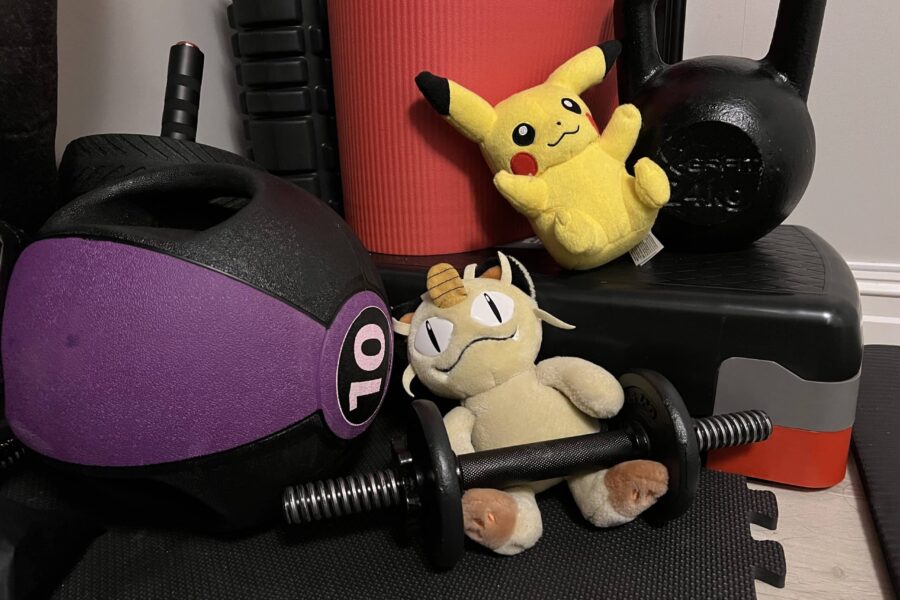 My workout buddies: Meowth and Pikachu