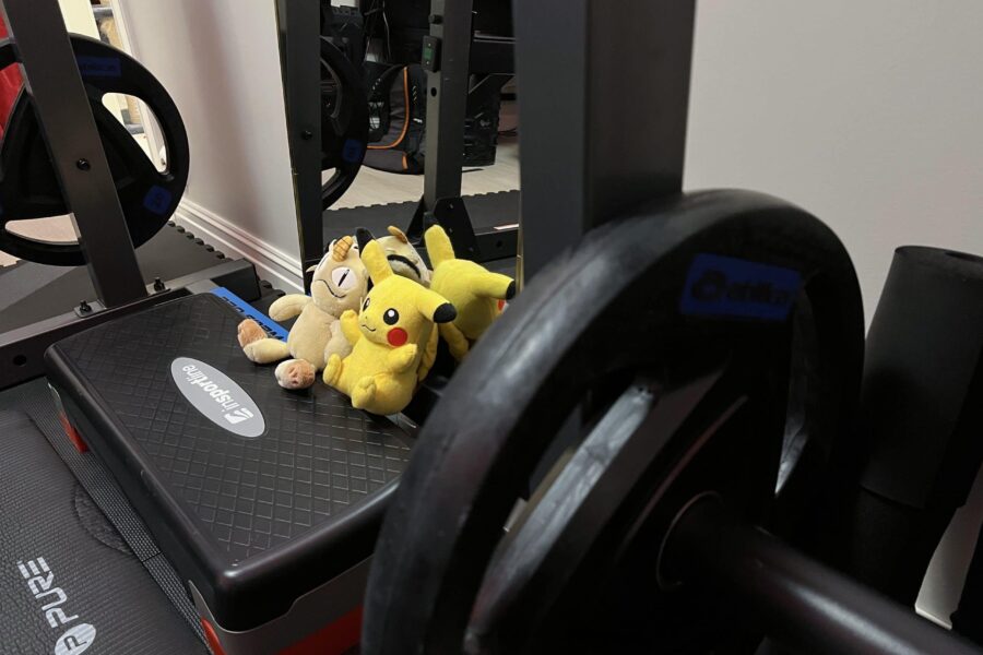 My workout friends, Meowth and Pikachu